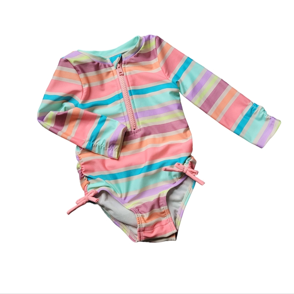 Toddler Girls Long Sleeve Colorblock Rashguard One Piece Swimsuit - Cat & Jack
